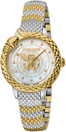 Roberto Cavalli by Franck Muller Franck Muller Biały/Stal w odcieniu złota Ø32 mm RV2L052M0091