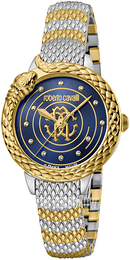 Roberto Cavalli by Franck Muller Aion Time Niebieski/Stal w odcieniu złota Ø32 mm RV2L052M0101