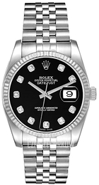 Rolex Datejust Steel Czarny/Stal Ø36 mm 116234-0083