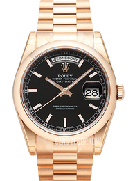 Rolex Day-Date 36 Czarny/18 karatowe różowe złoto Ø36 mm 118205F-0002