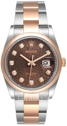 Rolex Datejust 36 Brązowy/18 karatowe różowe złoto Ø36 mm 126201-0026