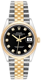 Rolex Datejust 36 Czarny/18 karatowe żółte złoto Ø36 mm 126233-0021