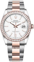 Rolex Datejust 36 Biały/18 karatowe różowe złoto Ø36 mm 126281RBR-0006