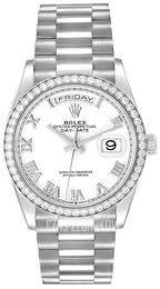 Rolex Day-Date 36 Biały/18 karatowe białe złoto Ø36 mm 128349RBR-0025