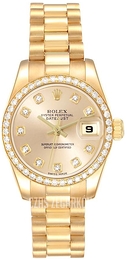 Rolex Lady Oyster Perpetual Szampański/18 karatowe żółte złoto Ø26 mm 179178/1