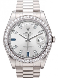 Rolex Day-Date Srebrny/18 karatowe białe złoto Ø41 mm 218349/3