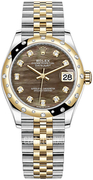 Rolex Datejust 31 Czarny/18 karatowe żółte złoto Ø31 mm 278343RBR-0024