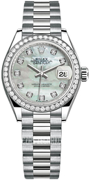 Rolex Lady-Datejust 28 Biały/18 karatowe białe złoto Ø28 mm 279139RBR-0008