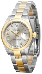 Rolex Lady-Datejust 28 Srebrny/18 karatowe żółte złoto Ø28 mm 279163-0004