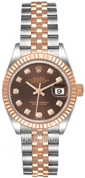 Rolex Lady-Datejust 28 Brązowy/18 karatowe różowe złoto Ø28 mm 279171-0011