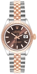 Rolex Lady-Datejust 28 Brązowy/18 karatowe różowe złoto Ø28 mm 279171-0017