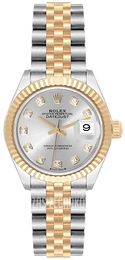 Rolex Lady-Datejust 28 Srebrny/18 karatowe żółte złoto Ø28 mm 279173-0007