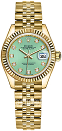 Rolex Lady-Datejust 28 Zielony/18 karatowe żółte złoto Ø28 mm 279178-0027