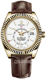 Rolex Sky-Dweller Biały/Skóra Ø42 mm 326138-0010