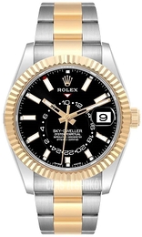 Rolex Sky-Dweller Czarny/18 karatowe żółte złoto Ø42 mm 326933-0002