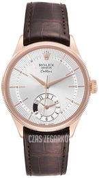 Rolex Cellini Dual Time Srebrny/Skóra Ø39 mm 50525-0008