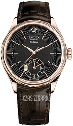 Rolex Cellini Dual Time Czarny/Skóra Ø39 mm 50525-0010