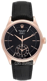 Rolex Cellini Dual Time Czarny/Skóra Ø39 mm 50525-0011