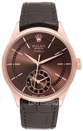 Rolex Cellini Dual Time Brązowy/Skóra Ø39 mm 50525-0015