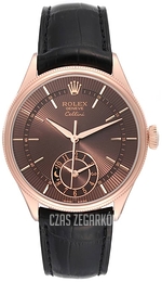 Rolex Cellini Dual Time Brązowy/Skóra Ø39 mm 50525-0016