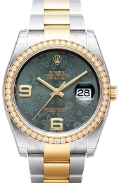 Rolex Datejust Gold/Steel Zielony/18 karatowe żółte złoto Ø36 mm 116243-0006