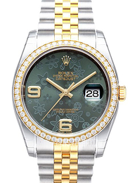Rolex Datejust Gold/Steel Zielony/18 karatowe żółte złoto Ø36 mm 116243-0009