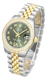 Rolex Datejust Lady 31 mm Zielony/18 karatowe żółte złoto Ø31 mm 178383-0005