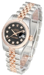 Rolex Lady Oyster Perpetual Czarny/18 karatowe różowe złoto Ø26 mm 179171/15