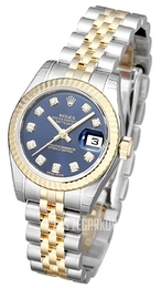 Rolex Lady Oyster Perpetual Niebieski/18 karatowe żółte złoto Ø26 mm 179173/18