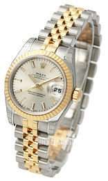 Rolex Lady Oyster Perpetual Srebrny/18 karatowe żółte złoto Ø26 mm 179173/19