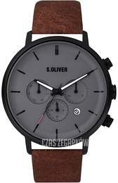 S.Oliver Classic Szary/Skóra Ø44 mm SO-3869-LM
