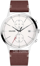 S.Oliver Classic Biały/Skóra Ø44 mm SO-4123-LC