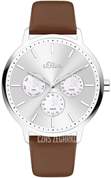 S.Oliver Classic Srebrny/Skóra Ø40 mm SO-4164-LM