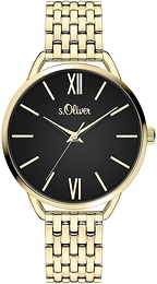 S.Oliver Classic Czarny/Stal w odcieniu złota Ø36 mm SO-4192-MQ