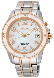 Seiko Sportura Biały/Stal w kolorze różowego złota Ø37 mm SKA878P1