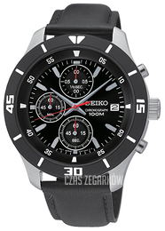 Seiko Chronograph Czarny/Skóra Ø42 mm SKS405P2