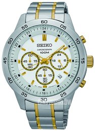 Seiko Chronograph Biały/Stal w odcieniu złota Ø44 mm SKS523P1