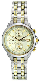 Seiko Chronograph Biały/Stal w odcieniu złota SNA470