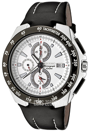 Seiko Chronograph Biały/Skóra Ø45 mm SNAB13