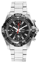 Seiko Chronograph Czarny/Stal Ø45 mm SNAE25
