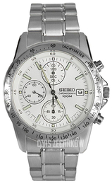 Seiko Chronograph Biały/Stal Ø39 mm SND363PC