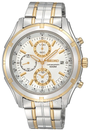Seiko Chronograph Biały/Stal w odcieniu złota Ø40.3 mm SNDC38P1