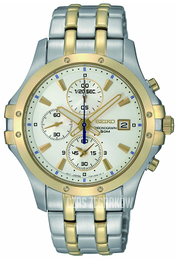Seiko Chronograph Biały/Stal w odcieniu złota Ø39 mm SNDC98