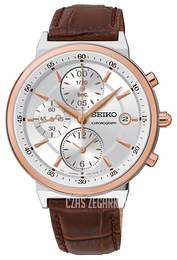 Seiko Chronograph Srebrny/Skóra Ø37 mm SNDW48P2