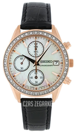 Seiko Chronograph Biały/Skóra Ø42 mm SNDY14