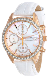 Seiko Chronograph Biały/Skóra Ø34 mm SNDY16