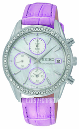 Seiko Chronograph Biały/Skóra Ø35 mm SNDY17