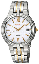 Seiko Solar Biały/Stal w odcieniu złota Ø37 mm SNE029P1
