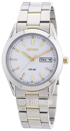 Seiko Solar Biały/Stal w odcieniu złota Ø38 mm SNE041P1