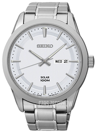 Seiko Solar Biały/Stal Ø43 mm SNE359P1